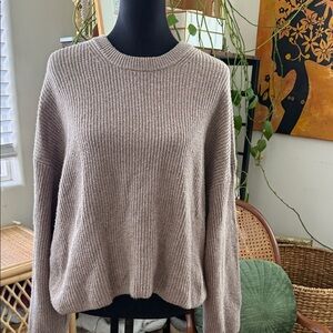 GAP Taupe Knit Popover Long Sleeve Sweater